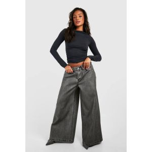 Pantalon Large En Synthétique Au Look Vintage - Gris - 36, Gris