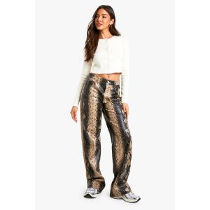 Snake Faux Leather Wide Leg Trouser - Noir - 40, Noir