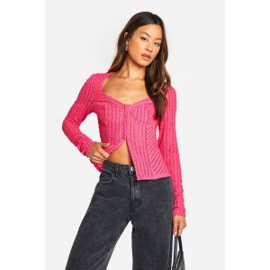 Haut Corset En Texture Froissée Avec Détail De Tasse Inspiré Du Corset - Rose - 36, Rose