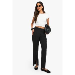 Pantalon Tailleur Slim Fit À Détail Fendu Sur Le Devant - Noir - 44, Noir