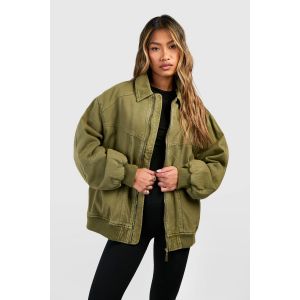 Veste Bomber Surdimensionnée - Vert Olive - 44, Vert Olive