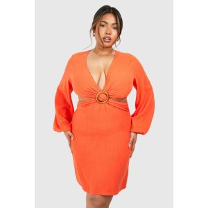 Mini Robe Découpée Abstraite Grande Taille - Orange - 56, Orange