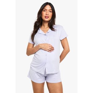Chemise De Maternité À Manches Courtes & Ensemble De Pyjama Court - Bleu Ciel - 44, Bleu Ciel