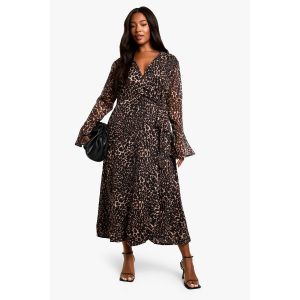 "Plus" Robe Midaxi Enveloppante En Chiffon À Imprimé Léopard - Leopard - 54, Leopard