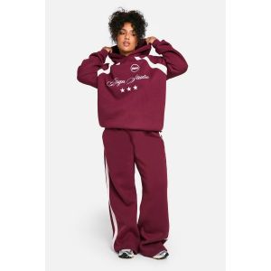 "Plus" Jogger Grande Taille À Côtes Contrastées Script Dsgn Studio - Rouge Bordeaux - 54, Rouge Bordeaux