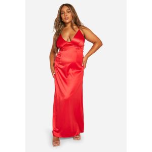 Robe Maxi Plissée Avec Bonnets Intégrés - Rouge - 48, Rouge