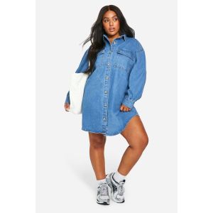 Grande Taille - Robe Chemise Oversize En Jean - Bleu - 46, Bleu