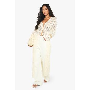 Crochet Maxi Cardigan - Blanc Cassé - Xs, Blanc Cassé