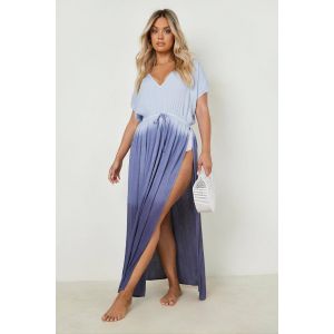 Kaftan De Plage En Mousseline Ombré Grande Taille - Bleu - 44, Bleu