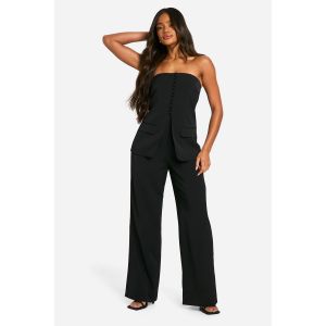 Combinaison Bandeau Ajustée À Jambes Larges - Noir - 36, Noir
