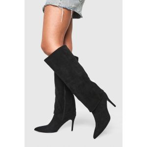 Bottes Montantes À Revers Et À Talon Pointu - Noir - 41, Noir
