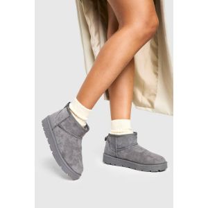 Ultra Mini Bottes Doublées En Synthétique - Gris - 36, Gris