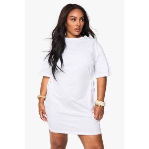 Robe T-Shirt À Nouer Sur Le Côté "Plus" - Blanc - 44, Blanc