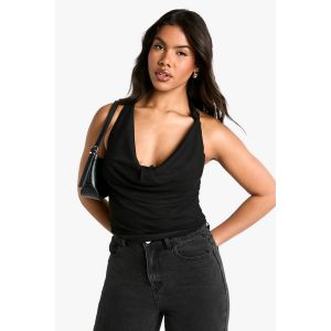 Top En Mesh À Détail Noué Et Décolleté Halterneck - Noir - 36, Noir