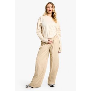 Pantalon De Maternité En Nylon À Taille Élastique Et Jambe Large - Gris Pierre - 42, Gris Pierre