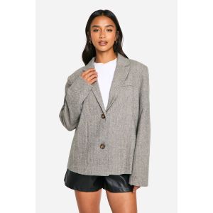 Blazer "Petite" Pied-De-Poule En Imitation Laine - Gris - 34, Gris