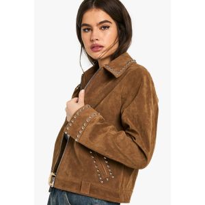 Veste À Clous Effet Daim - Chair - 44, Chair