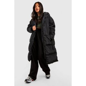 "Petite" Veste Doudoune Matelassée Longline À Capuche - Noir - 36, Noir