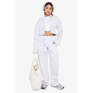 Survêtement Bomber Cintré À Taille Et Pantalon Droit - Gris Perle - Xs, Gris Perle