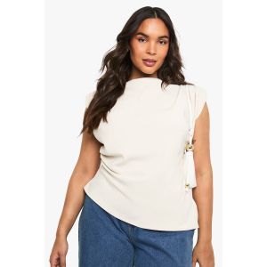 Blouse Asymétrique À Épaulettes Rassemblées "Plus" - Blanc Écru - 50, Blanc Écru