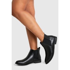Croc Detail Chelsea Boot - Noir - 37, Noir