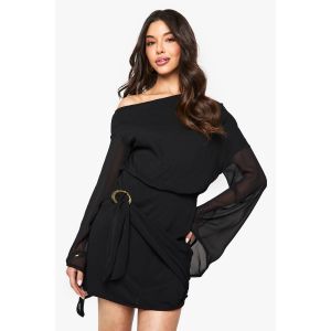 Robe Mini Portefeuille À Ceinture - Noir - 44, Noir