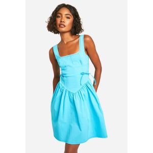 Mini-Robe Courte "Tall" Bengaline À Corset Avec Bordure En Dentelle - Bleu Turquoise - 38, Bleu Turquoise