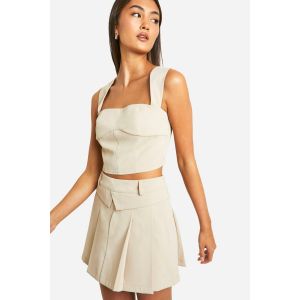 Jupe Micro Mini Plissée Avec Détail À La Taille - Marron Sable - 40, Marron Sable