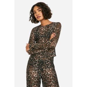 "Tall" Crop Top En Dentelle Froissée À Imprimé Léopard - Leopard - 36, Leopard