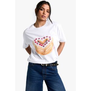 T-Shirt Surdimensionné Cherry Cake - Blanc - L, Blanc