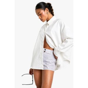 Short Micro À Fines Rayures Sur Mesure - Gris Foncé - 44, Gris Foncé