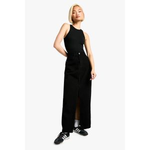 Jupe Maxi En Denim À Fente Frontale Basique - Noir Délavé - 44, Noir Délavé
