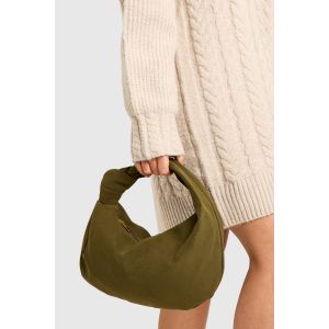 Sac Cabas À Détails De Nœud En Synthétique Daim - Vert Olive - One Size, Vert Olive