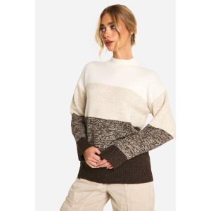 Pull Long À Rayures En Maille Douce - Marron Moka - M, Marron Moka