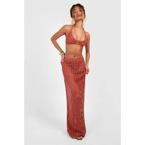 Jupe Maxi En Crochet À Anneau O - Clay - L, Clay