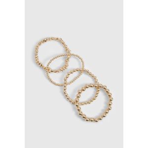 4 Pack Bracelets Empilables En Perles Dorées - Jaune Or - One Size, Jaune Or