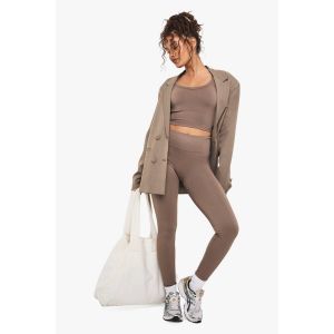 Boohoo Basics Legging Col Échine Sans Coutures - Marron Moka - L, Marron Moka