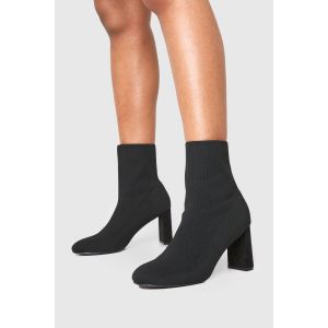 Bottes À Chaussette Tricotée À Talon Plat Pour Pieds Larges - Noir - 40, Noir