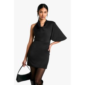 Mini Robe Asymétrique À Cache-Cou Haut - Noir - 44, Noir