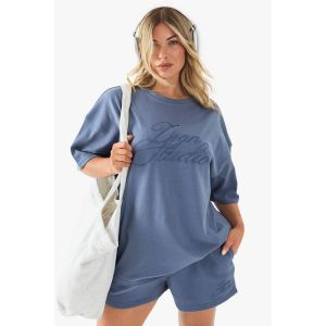Dsgn Studio Script T-Shirt Oversize À Col Rond Brodé - Bleu - Xl, Bleu