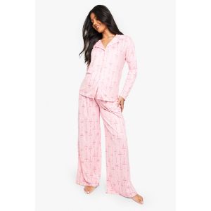 Chemise De Maternité À Manches Courtes À Imprimé Nœud Papillon Rose Et Short - 38, Rose