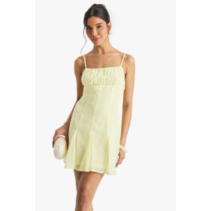 Robe Mini En Chiffon À Fines Bretelles, Style Laitière, Ourlet Godet - Citron - 40, Citron