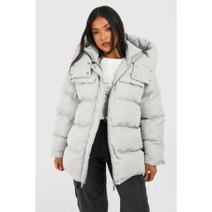 "Petite" Veste Doudoune Oversize À Détail De Poche - Gris - 40, Gris