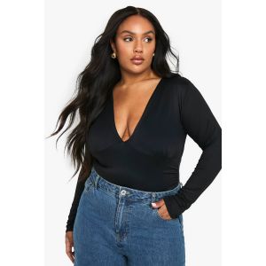 Top Froncé À Décolleté Plongeant "Plus" - Noir - 54, Noir