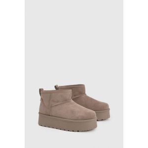 boohoo Femmes Platform Ultra Mini Cosy Boots | Moka | Taille: 41
