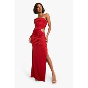 "Tall" - Robe Longue Asymétrique Drapée - Orange Rouille - 44, Orange Rouille
