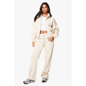 Jogger À Jambes Larges Avec Détails De Couture - Gris Pierre - M, Gris Pierre