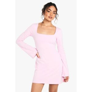 Robe Mini En Coton À Encolure Carrée Et Coupe A-Line - Rose Clair - 44, Rose Clair
