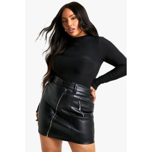 "Plus" Pu Biker Mini Skirt - Noir - 50, Noir
