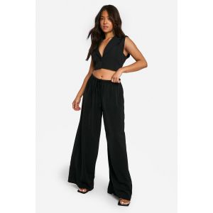 "Petite" - Pantalon Large Tissé - Noir - 44, Noir
